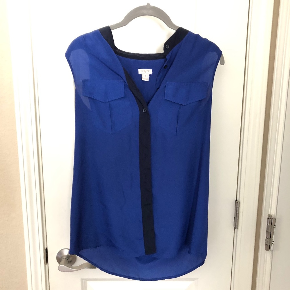 EUC J. Crew blue sleeveless blouse size 4